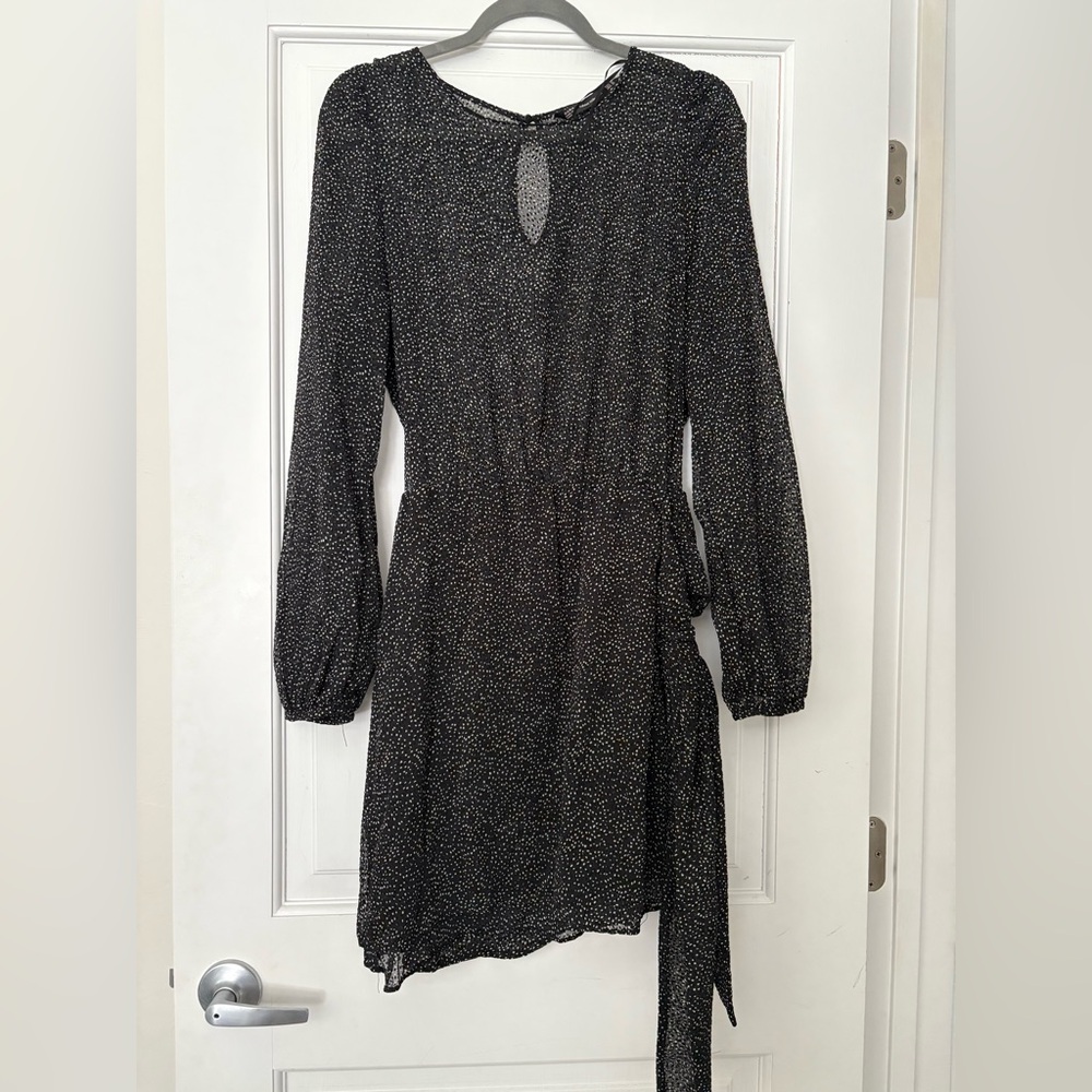Zara Black and White Long Sleeve Dress